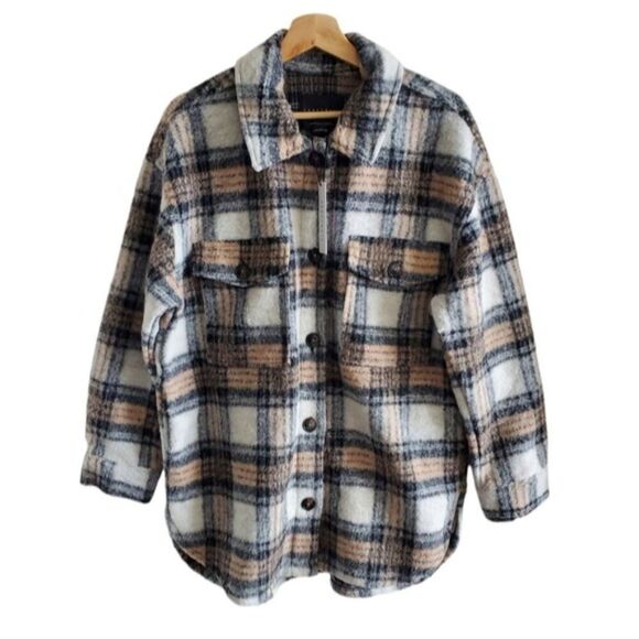 Santuary Town Plaid Wool-Blend Shacket Size M - Picture 1 of 12